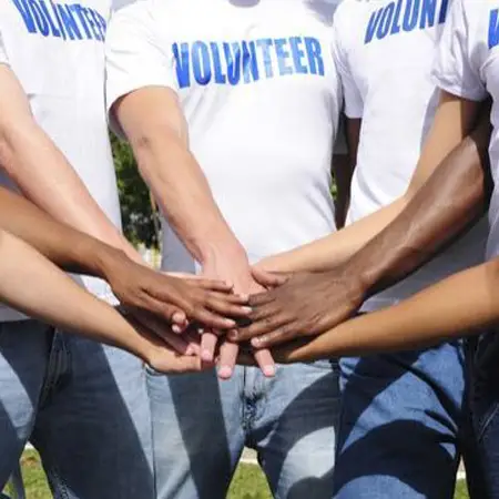 Volunteer Group Circle with Hands