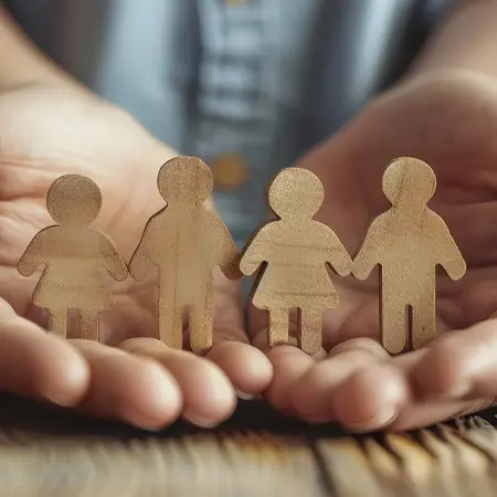 Wooden People Cutouts holding hands