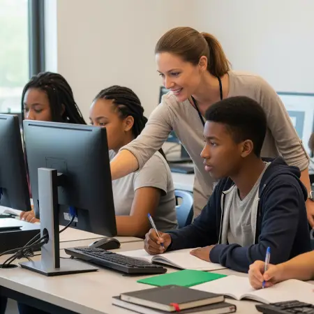 Teacher helping Students, Before and After School Program