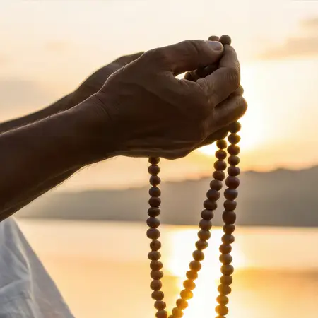 Hands holding a beads